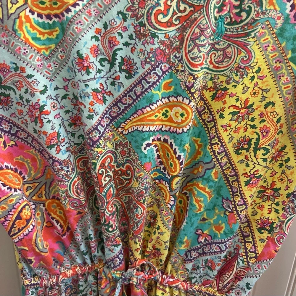 Ralph Lauren Girls Multicolor Paisley Long Sleeve Dress Drawstring Waist L 12/14